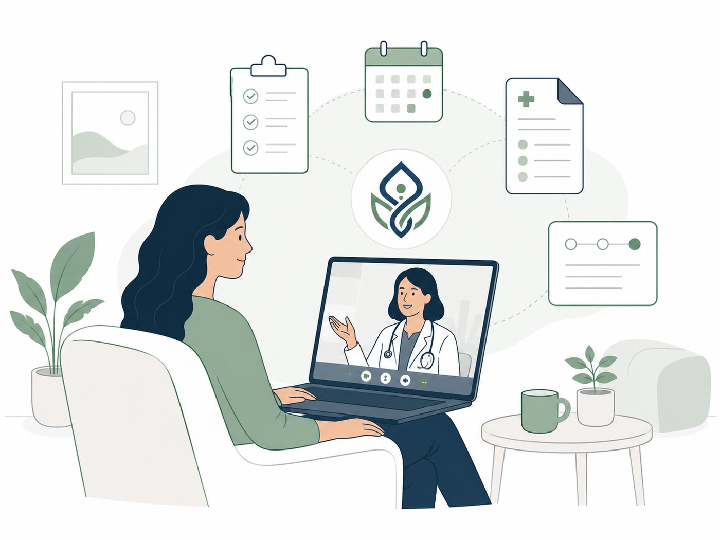 Patient participating in a virtual healthcare appointment from home